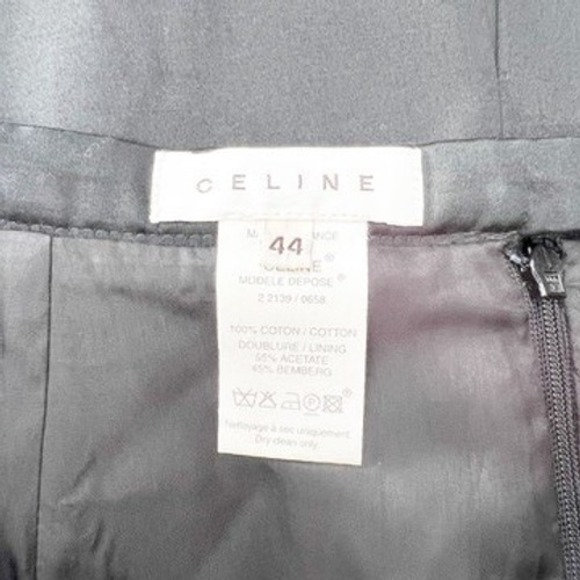 Celine Black Silk Blend Pencil Skirt Midi High Waisted Button Zip Closure L - Picture 4 of 4